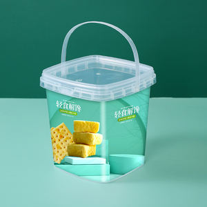 डिस्पोजेबल फल पैकेजिंग 1000 मिलीलीटर बोबा चाय कप प्लास्टिक कप प्लास्टिक कप पीप प्लास्टिक बाल्टी बीयर बाल्टी ढक्कन और ले जाने के साथ - Product Image 3