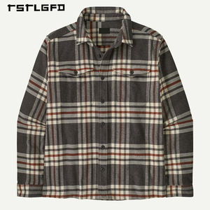 Camisa de Franela a Cuadros Vintage para Hombre con Logotipo Personalizado, 100% Algodón, Ecológica, Casual, Manga Larga, Cierre de un Solo Botón - Product Image 4