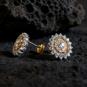 CUSTOM SILVER 10K/14K GOLD PLATED SOLID GOLD LAB GROWN DIAMOND ZICON ENGAGEMENT CLUSTER EARRING UNISEX CUTE ANNIVERSARY PARTY - Product Image 3