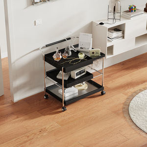 باوهاوس الفولاذ المقاوم للصدأ الجوز بكرة الطعام سيارة غرفة المعيشة الجانب مجلس الوزراء أريكة الجانب عدة عربات مزدوجة - Product Image 4