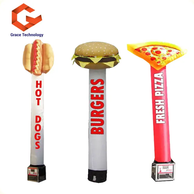 Neues Design Pizza aufblasbare Sky Tube LED Beleuchtung aufblasbare Hot Dog Hamburger Air Dancer für Werbung