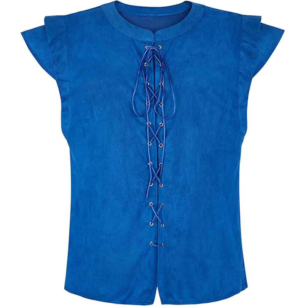 Blue Suede Lace-Up Vest