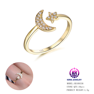 Joyería de moda en línea 925 anillos de plata <span class=keywords><strong>tienda</strong></span> personalizada Vintage lujo 18K chapado en oro Zirconia cúbica anillo de <span class=keywords><strong>Luna</strong></span> para mujer - Product Image 3
