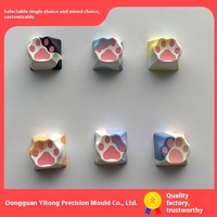 Keycaps PBT à sublimation cinq faces motif patte de chat personnalisée, multicolores, pour clavier mécanique à axe croisé