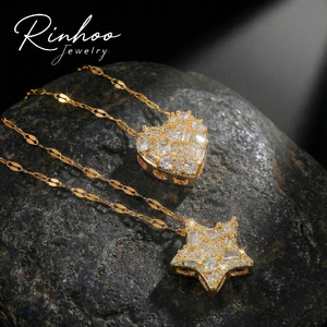 Collane con Ciondolo a Forma di <span class=keywords><strong>Stella</strong></span> e Cuore in Rame con Zirconia Cubica AAA Lucida RINHOO, Gioielli Delicati per Donne e Ragazze, <span class=keywords><strong>Regalo</strong></span> all'Ingrosso - Product Image 1