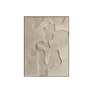 Décoration d'intérieur JZ, œuvre d'art encadrée en techniques mixtes, peinture abstraite en grès 3D, sculpture sur bois artisanale, art mural - Product Image 2