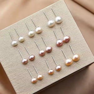 Orecchini Pendenti con Perle d'Acqua Dolce Placcati Argento Ipoallergenici <span class=keywords><strong>Gioielli</strong></span> Minimalisti alla Moda JOYE EAR-0102 per Donne Regalo per Feste - Product Image 2