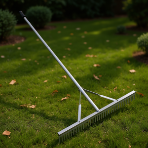 Râteau paysager de 36 pouces avec tête en aluminium et manche de 75 pouces pour ameublir la terre et entretenir la pelouse - Product Image 2