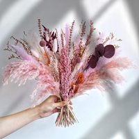 70pcs Bunga Alami Rumput Pampas Lavender Bunny Tails Kering Mengembang Rustic Dekorasi Meja Pernikahan Dalam Ruangan Buket