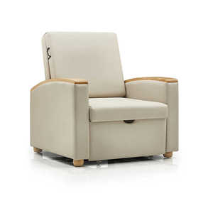 Sofá Cama para Habitación de Hospital Ke Ming, de Cuero, con Reposabrazos de Madera Maciza, Plegable, Multifuncional, para Adultos - Product Image 1