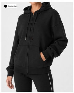 Sudadera con capucha para mujer, forrada <span class=keywords><strong>de</strong></span> vellón, con cremallera, color liso, oversize, informal, holgada, cálida, tipo cárdigan, para invierno - Product Image 2
