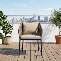 Mobilier de jardin extérieur, corde tissée, cadre en aluminium, salle à manger, café, fauteuil