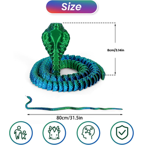 Serpiente Impresa en 3D, Cobra de Cristal 3D con Articulaciones Flexibles, Decoración para el Hogar y la Oficina, Juguete de Escritorio Ejecutivo para Adultos y Niños - Product Image 3