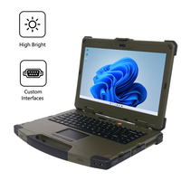 AICSHTER Nouvel Ordinateur Portable Robuste Vert 14 Pouces IP65 Étanche à la Poussière Ordinateur Portable Industriel Prise EU Optionnelle GPS/Empreinte Digitale/Couleur