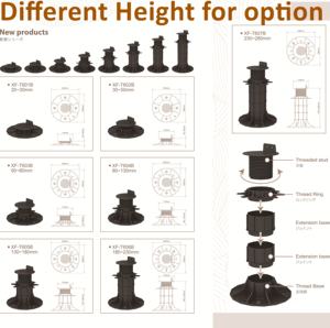 0,8-1,18 Zoll niedrige Terrassenstütze, Terrassenpodest, hohe Tragfähigkeit 3 Tonnen pro Quadratmeter, Balkon-Terrassendielen, Garten - Product Image 3