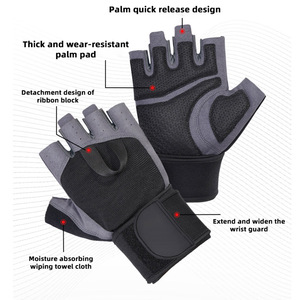 Sarung Tangan Pelindung Telapak Tangan Anti-Selip Penyerap Keringat untuk Latihan Kebugaran Olahraga Gym Setengah Jari - Product Image 4