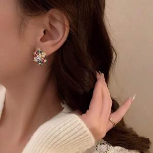 <b>Christmas</b> <b>Earrings</b> Creative Diamond Studded Colorful Snowflake <b>Earrings</b> - Product Image 4