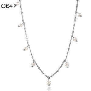 Amy Amy Pearl Necklace Stainless Steel <b>Silver</b> Plated Faux Pearl Pendant Women's Everyday Wear Classic Style C3154 - Product Image 1