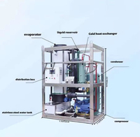 Machine à glaçons tubulaires à prix abordable pour usage commercial et industriel, machine à glaçons tubulaires à refroidissement par eau, capacité 1T, pour la restauration de fruits de mer