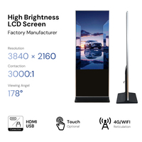 Publikasi iklan 4K 43 50 55 Inch peralatan iklan dalam ruang lantai berdiri Android Lcd Satu Atap Digital Signage Solution