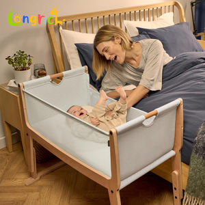 Venta al por mayor de fábrica europeo moderno recién nacido Co Sleeper madera maciza dormir Rocker Bassinet Swing Baby Cradle <span class=keywords><strong>cuna</strong></span> cama para 0-3 - Product Image 4
