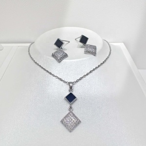 Ensemble de bijoux en argent sterling 925 plaqué rhodium, design goutte d'eau, émail, zircon, pour femme, cadeau de mariage. - Product Image 5