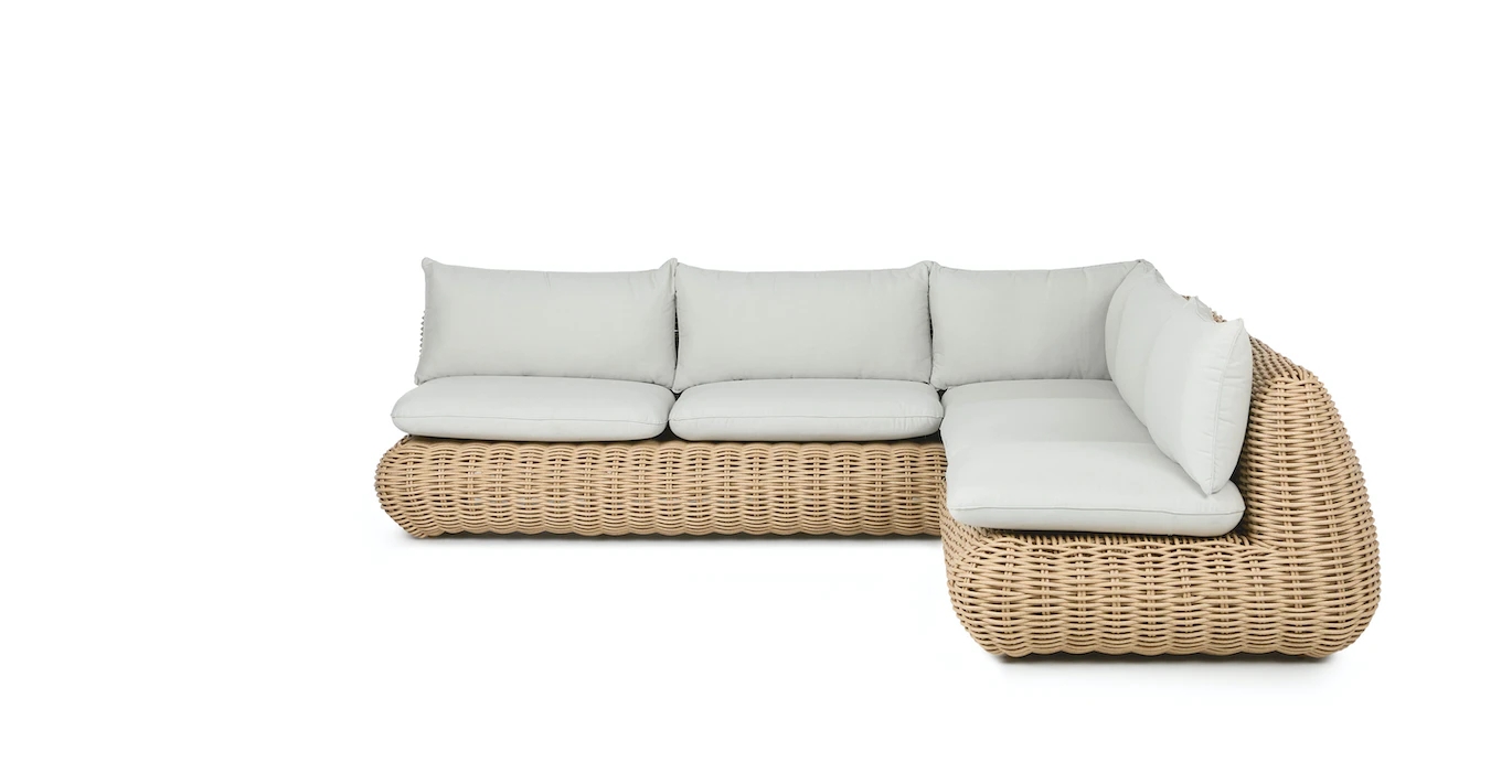 L shape villa furniture  large size rattan sofa set wicker sectional set sofa