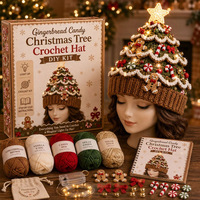 Kit DIY Lumineux pour Chapeau en Peluche de Noël au Crochet – Pack de Matériaux pour Décoration Portable – Meilleure Vente