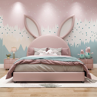 Lit Enfant Double Nouveau Design Lapin Rose Princesse Fille Garçon, Charmant Mobilier de Chambre