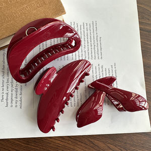 2024 yeni moda toptan ucuz kadınlar için anwomen kırmızı büyük asetat saç pençe seti - Product Image 4