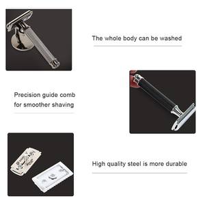 دليل الحلاقة مستقيم حافة المقاوم للصدأ شارب شفرة حلاقة مزدوجة حافة سلامة مقبض طويل فراشة مفتوحة سكين الحلاقة الحلاقة - Product Image 2