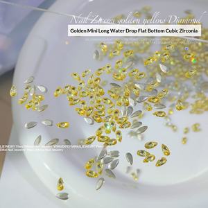 Bijoux pour ongles en zircon <span class=keywords><strong>goutte</strong></span> <span class=keywords><strong>d</strong></span>'<span class=keywords><strong>eau</strong></span> dorée, automne-hiver, mini bord inversé scintillant, fond plat long, perceuse à ongles - Product Image 2