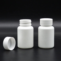 Bouteille de pilules et de vitamines en HDPE blanc opaque recyclable et écologique de 80 ml avec logo personnalisé, sérigraphiée, pour emballages médicaux de capsules