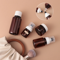 Flacon de lotion rond en plastique ambré vide de 40 ml et 100 ml, flacon de toner en plastique de 100 ml et 200 ml, pot de crème de 50 g