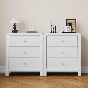 Comò a 3 cassetti, <span class=keywords><strong>cassettiera</strong></span> moderna con angoli arrotondati del tavolo, comodino in legno - Product Image 5