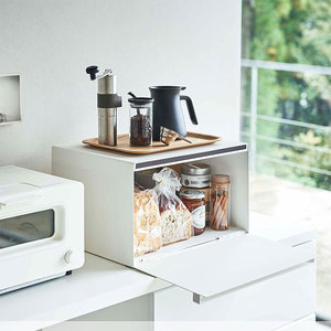 Armoire salon porte magnétique acier empilable boîtes à pain <span class=keywords><strong>machine</strong></span> à café organiser support cuisine comptoir épices étagère de rangement - Product Image 1