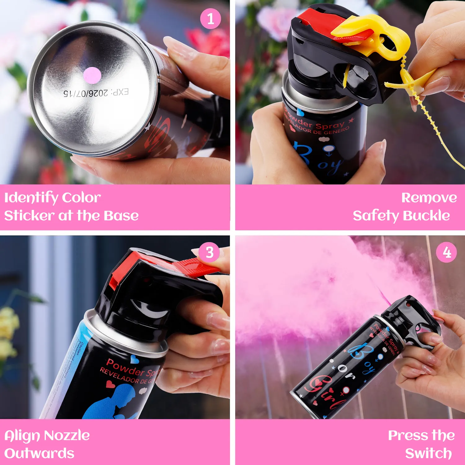 Classical Black Bottle 120g Powder Blue Boy Or Pink Girl Gender Reveal Spray Party Supplies Revelador De Genero Blaster