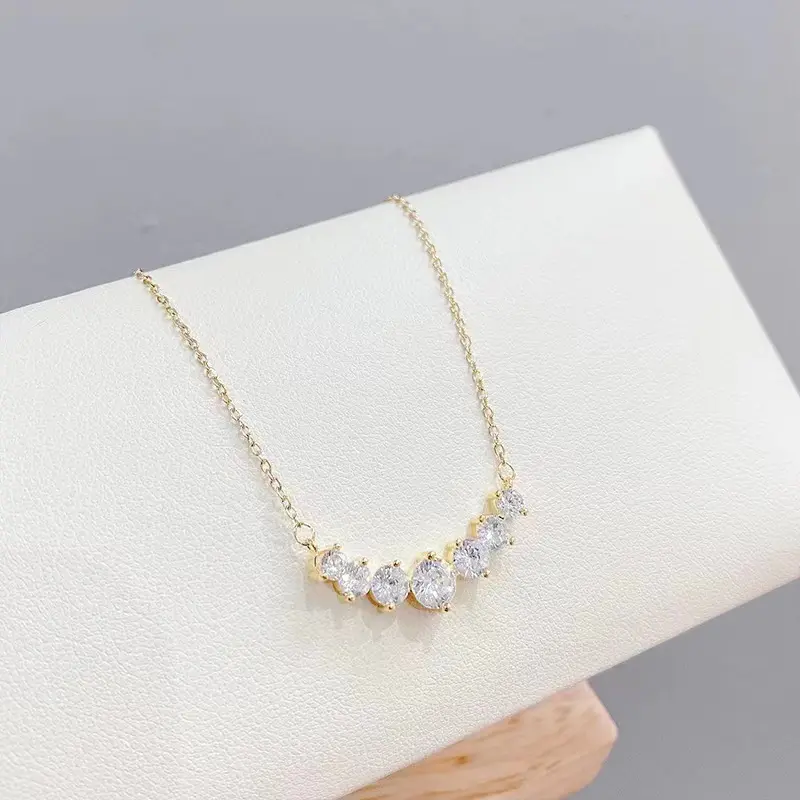 New One Carat Mosan Stone Seven Star Smiling Face Necklace with Straight Line Pendant Headpiece  High Grade Necklace