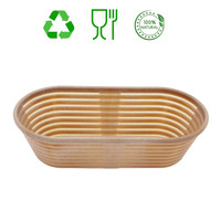 Ecologische biologische zuurdesembroodvorm van olijfpitten, 26x12x7,5cm, ovale broodmand van bioplastiek voor professioneel gebruik.