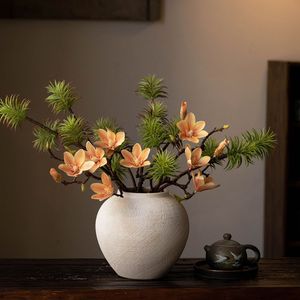 와비사비 스타일 세라믹 꽃병, 거실 꽃꽂이, 홈스테이 호텔, 하이엔드 느낌, 화이트 레트로 - Product Image 3