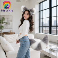 Iriswigs Drop-shipping Accessoire de cosplay en fausse fourrure de renard, style dessin animé, avec oreilles d'animaux en peluche et queue, fait main, réglable, modèle KC