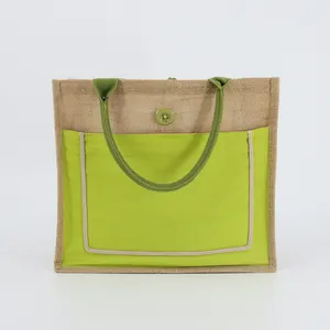 Özel baskılı düz Hessian alışveriş çantası büyük doğal çevre dostu çuval jüt alışveriş Tote logoları ile plaj çantası