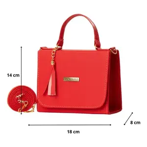 Bolso Bandolera de Cuero Rojo Fana Special Leia con Borla y Cierre de Cremallera para Mujer, Uso Diario, Estilo Moderno de Verano - Product Image 3