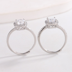 Bague en zircon à huit cœurs et huit flèches, plaquée platine, style 'Small Sugar Ring', best-seller, bijou de collection, également disponible comme bague diamant, et disponible en version bracelet. - Product Image 2