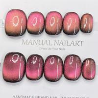 Couleur unie oeil de chat Simple 10 pièces à la main acrylique ongles en gros faux ongles presse sur les ongles