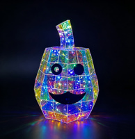 Regalo di Halloween, Jack-o'-lantern Iridescente, Decorazione LED a Forma di Zucca, Olografica Prismatica, Alimentata USB, 50 LED, 8 Modalità Dinamiche