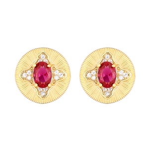 Fashion Jewelry Eco-friendly Copper Oval Cut 5*7mm Multicolor Zircon Vintage Gold Plated Geometric Shape <b>Earrings</b> for Women - Product Image 1