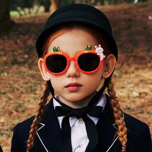 <b>Cute</b> Cartoon Design Light Weight Kids <b>Sunglasses</b> Girls Boys Strap Polarized UV Protection Flexible TPEE Full Rim Oval - Product Image 4