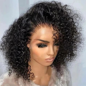 วิกผมมนุษย์แบบ Afro Curly ขนาด 250% สำหรับ<span class=keywords><strong>ผู้หญิง</strong></span> แบบ Pre Plucked 13x4 พร้อมผมด้านหน้าแบบ Pre-Cut Lace วิกผมสีน้ำตาลออมเบรแบบไม่ต้องใช้กาว - Product Image 5
