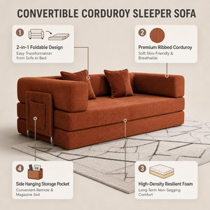 Moduli Divano Sottovuoto Compressi, Confezione Arrotolata, Interamente in Schiuma, Divano <span class=keywords><strong>Letto</strong></span> Compatto in Corduroy - Product Image 5